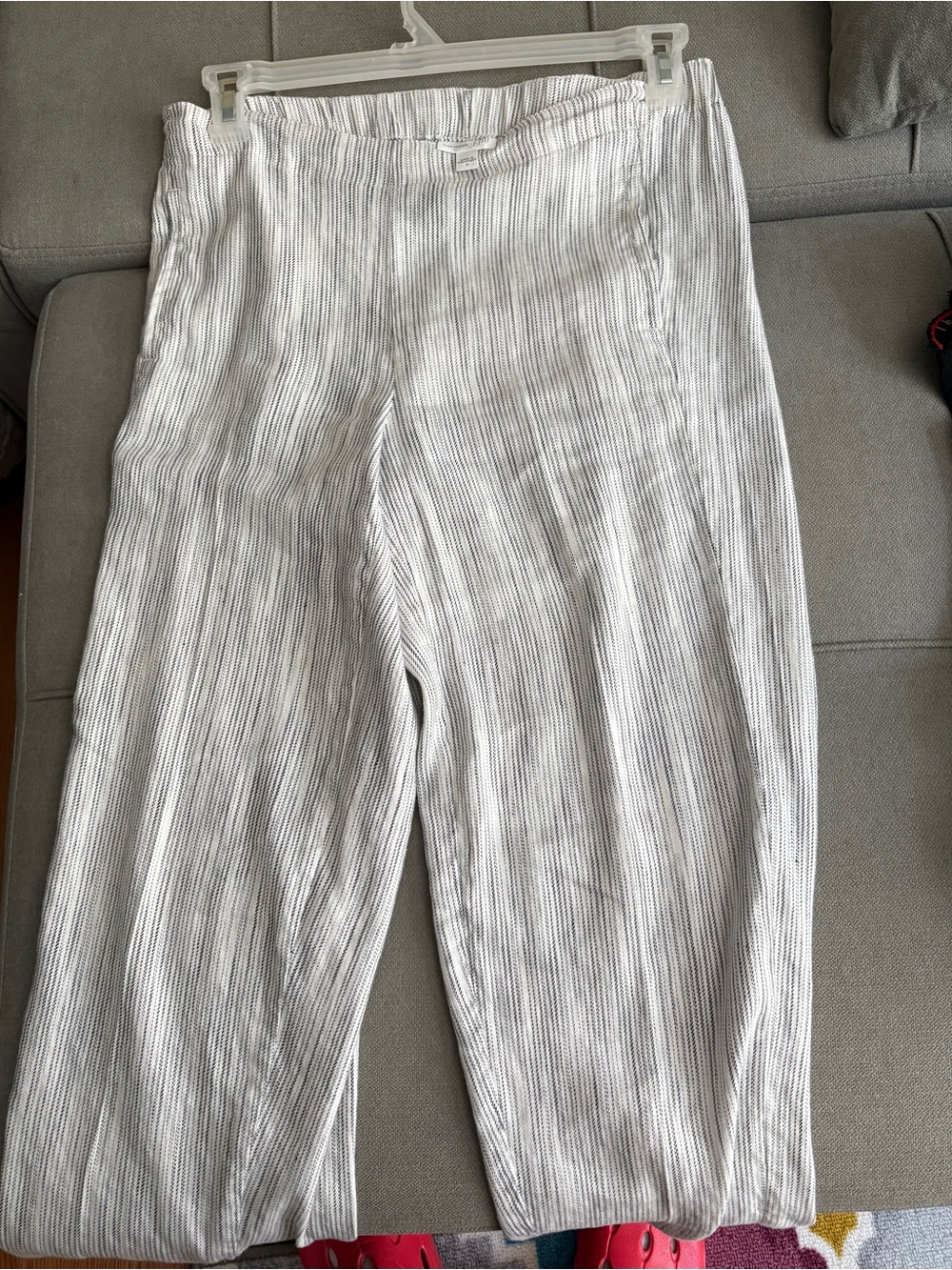 J. Jill White and Light Gray Striped Women’s Chinos